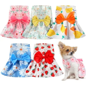5 Pieces Floral Pet Outfits